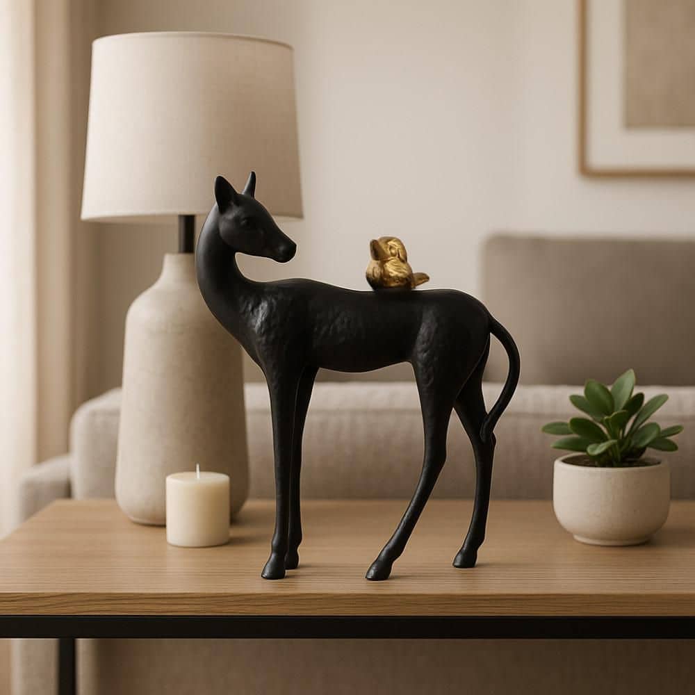 Black/Gold 8.5 in. x 11 in. Metal Bird Perched on Horse Figurine price history on PriceWatchPro