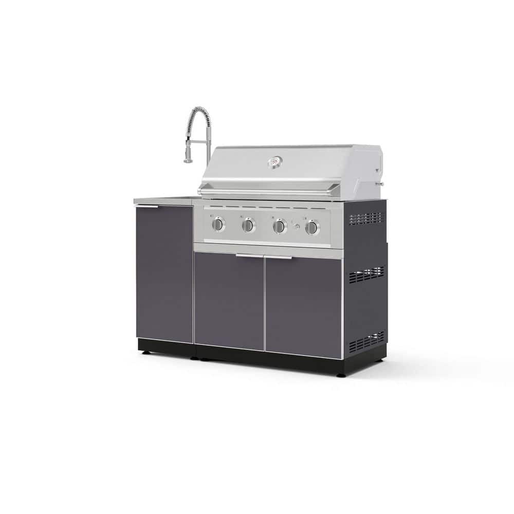 Outdoor Kitchen 3-Piece 4-Burners Propane Gas Grill Island in Gray w/36 in. Performance Grill and Sink with Faucet price history on PriceWatchPro