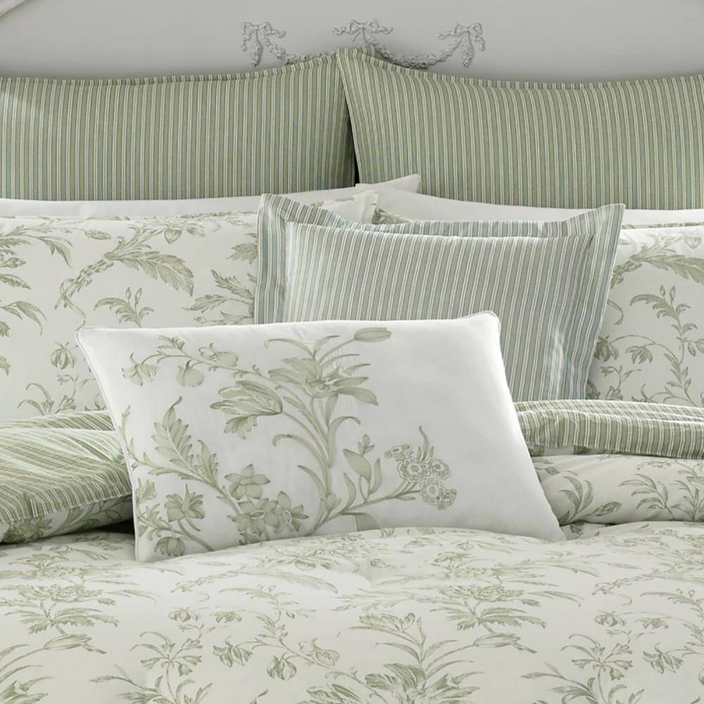 Natalie Sage Green Cotton Reversible Duvet Cover Set