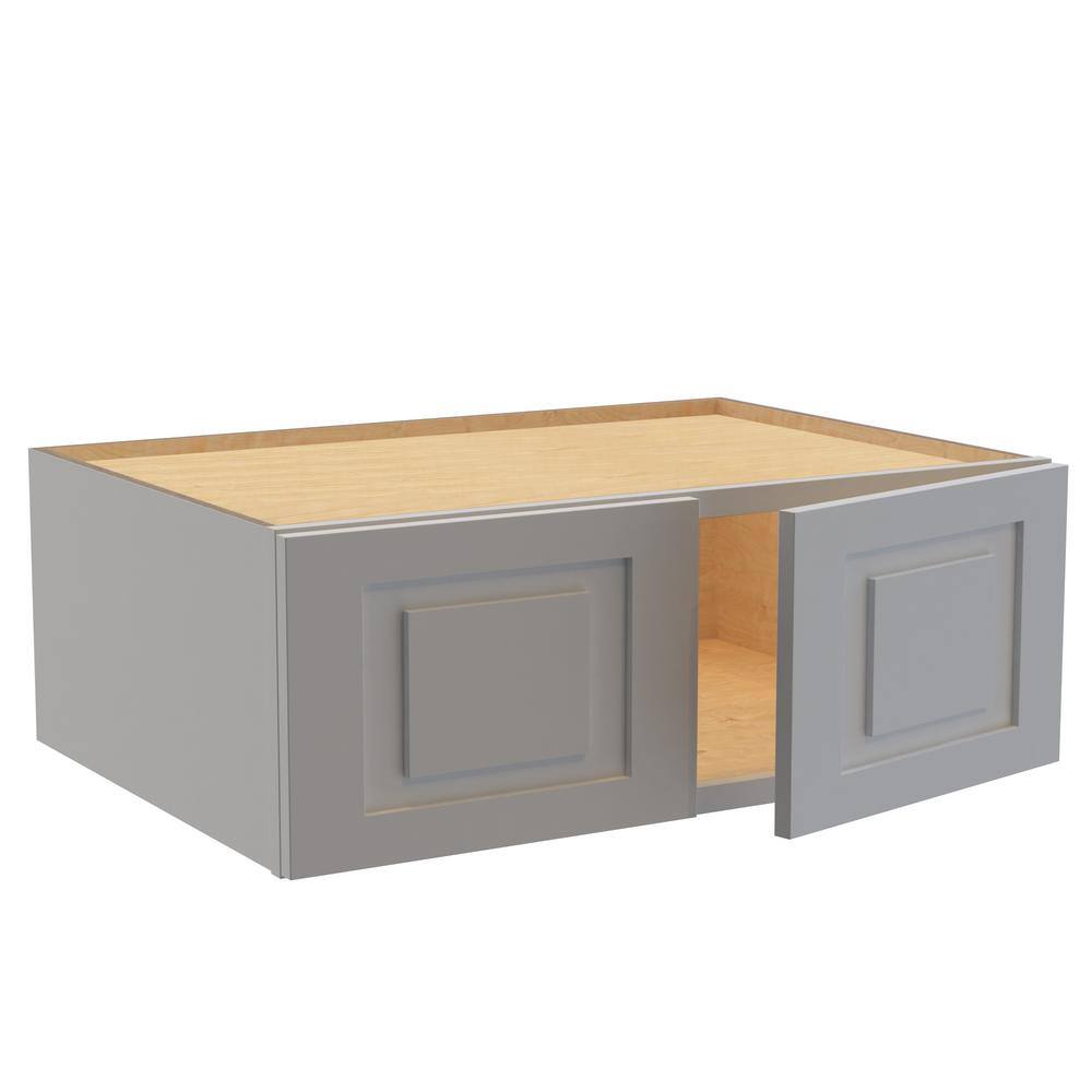 Grayson 33 in. W x 24 in. D x 12 in. H Assembled Plywood Wall Bridge Kitchen Cabinet in Pearl Gray with Soft Close