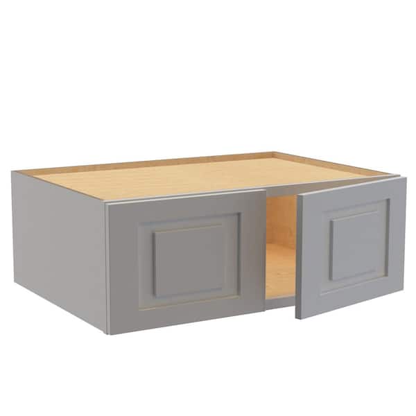 Home Decorators Collection Grayson 33 in. W x 24 in. D x 12 in. H Assembled Plywood Wall Bridge Kitchen Cabinet in Pearl Gray with Soft Close