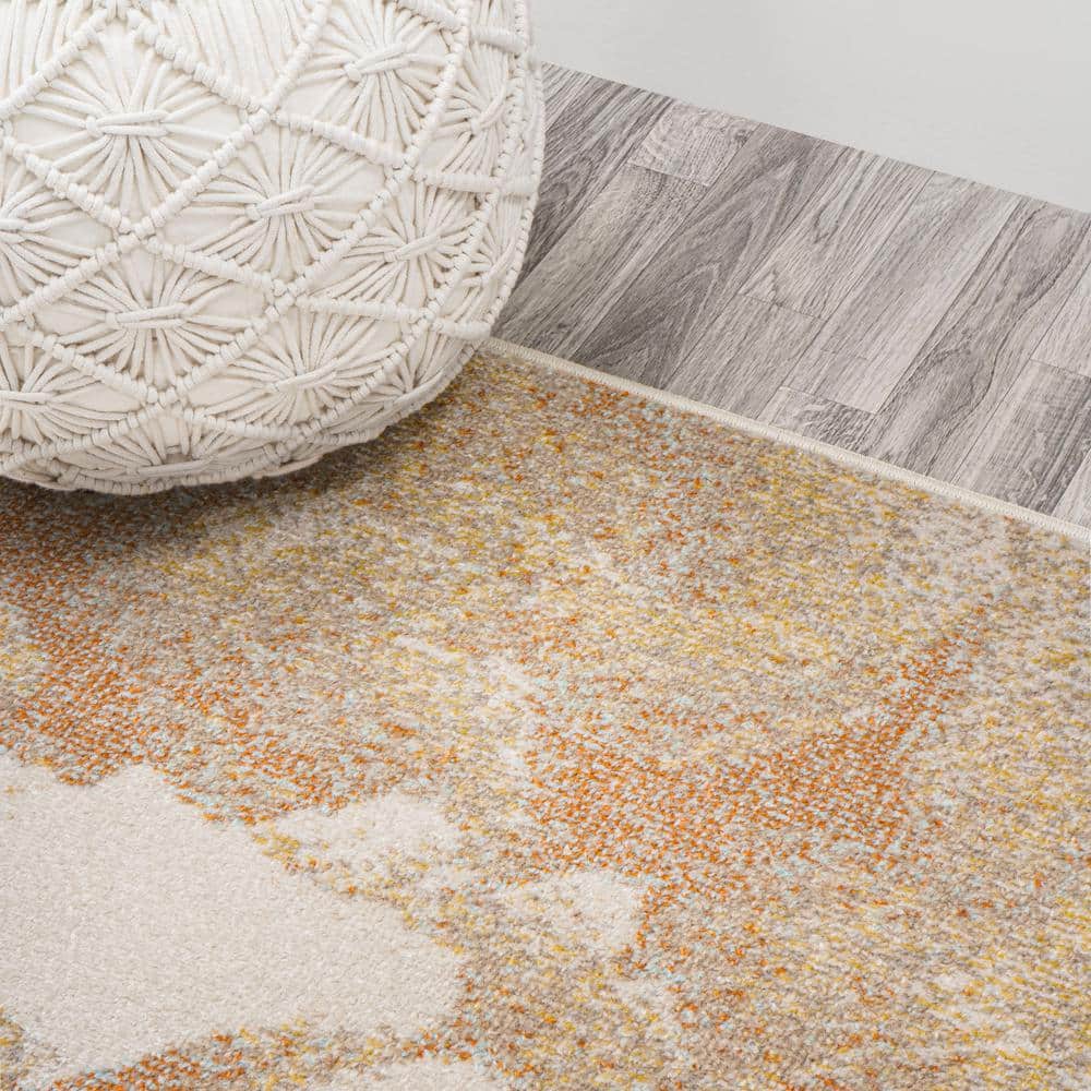Petalo Abstract Orange Beige Cream Modern Area Rug 3 x 5