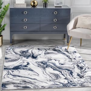 Cairo Fay Blue 7 ft. 10 in. x 9 ft. 10 in. Modern Abstract Area Rug