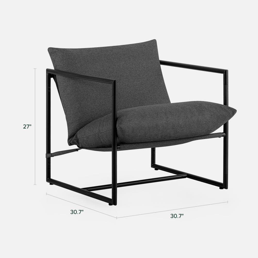 Modern Dark Grey Metal Frame Sling Accent Chair