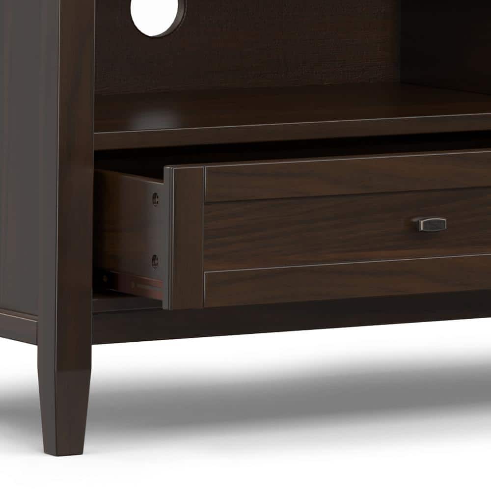 Tobacco Brown Solid Wood 72" TV Media Stand with Cabinet