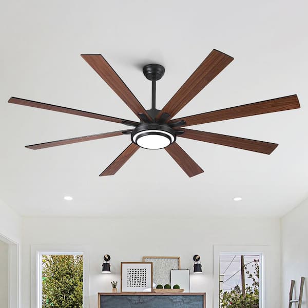 Gabriel 72 in. Indoor Black PlyWood Smart Ceiling Fan with Integrated LED, Works with Alexa/Google