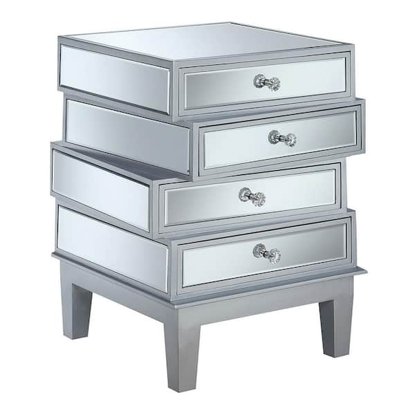 Convenience Concepts Gold Coast SIlver and Mirrored J Daniels End Table