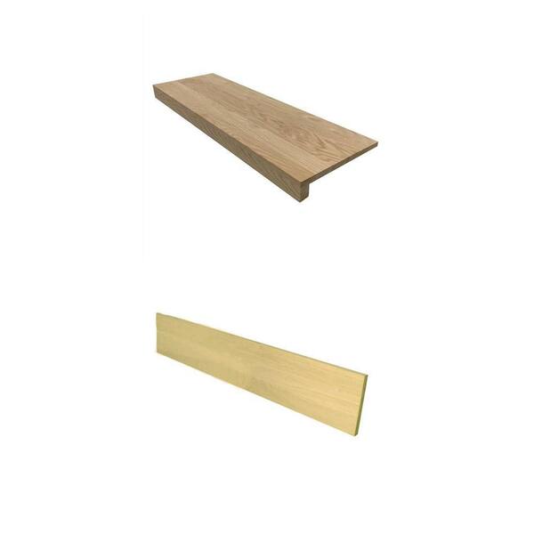 0.625 in. x 11.5 in. x 42 in. Red Oak Stair Tread and 0.75 in. x 7.5 in. x 42 in. Riser Combo