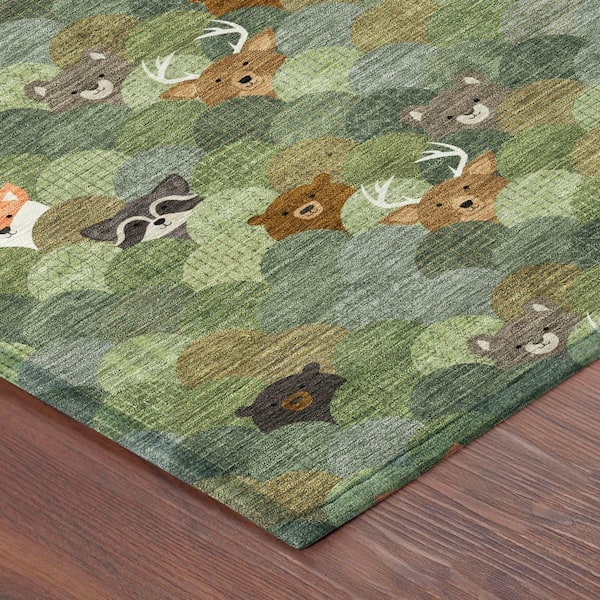 Chantille Machine Washable Indoor/Outdoor Abstract ACN2582 Olive 8 ft. x 10 ft. Area Rug