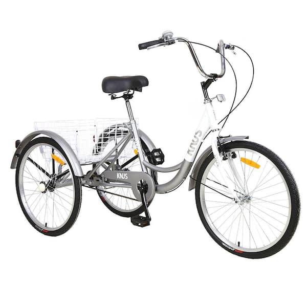 Tunearary 26 in. Gray Adult Tricycle Large Frame Basket, Unisex