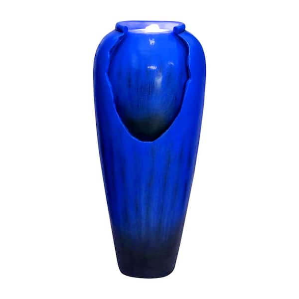 30.7 in. Concrete Outdoor Fountains Indoor Waterfall - Tall Water Jar Fountain for Garden, Patio, Home Art Decor