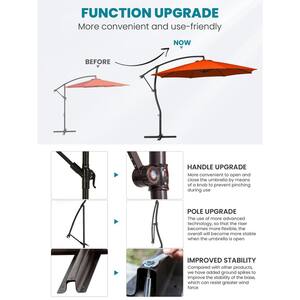 Curvy 11 ft. Steel Large Cantilever Patio Umbrella with Sandbag and Cross Base in Orange