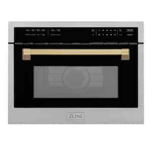 Autograph Edition 24 in. 1000-Watt Built-In Microwave Oven in Stainless Steel & Champagne Bronze Handle