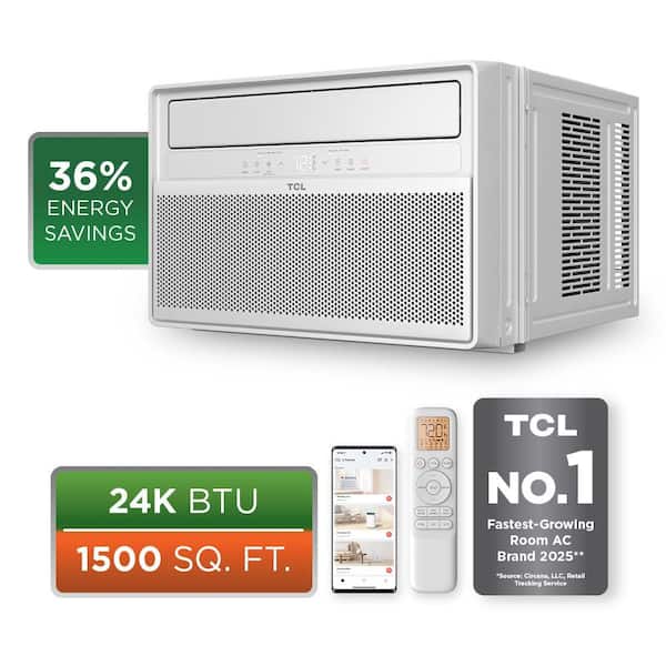 Q Series 24,000 BTU 230-Volts Window AC Cools 1,500 sq. ft. with Remote and Wi-Fi enabled in White