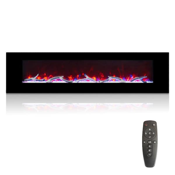 72 in. Wall Mounted Standing Electric Heater Electric Fireplace in Black