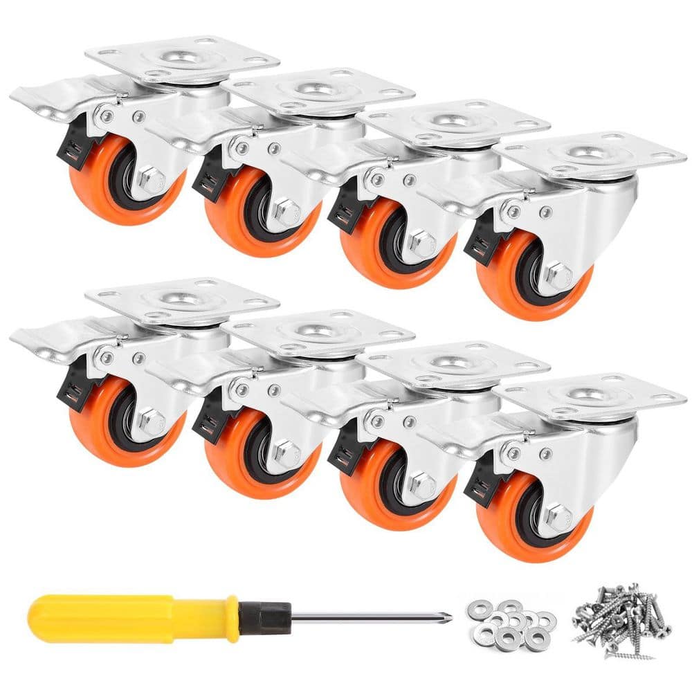8-Pack Industrial Series 2 in. Gray PVC Heavy Duty Swivel Plate Locking Caster Wheels Set with 1200 lb. Load price history on PriceWatchPro