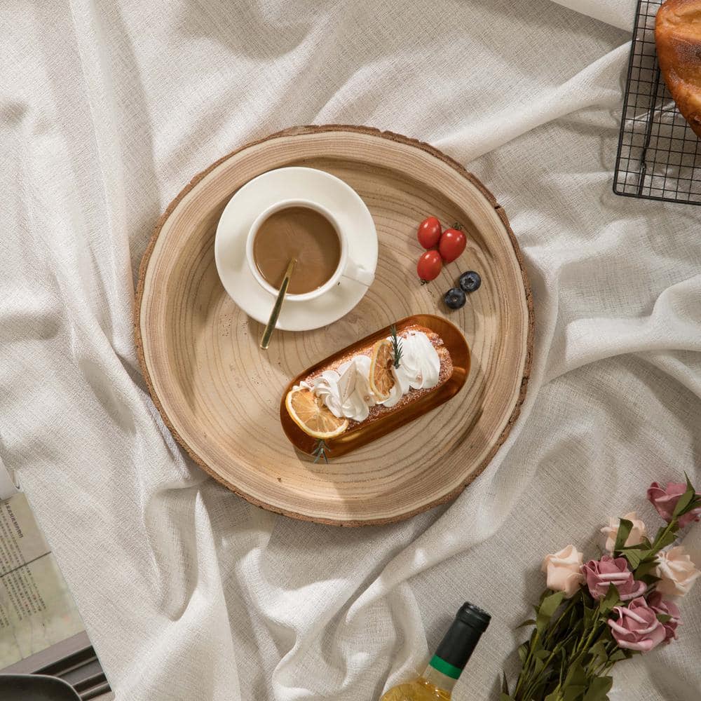 Rustic Round Wood Tree Bark Serving Tray