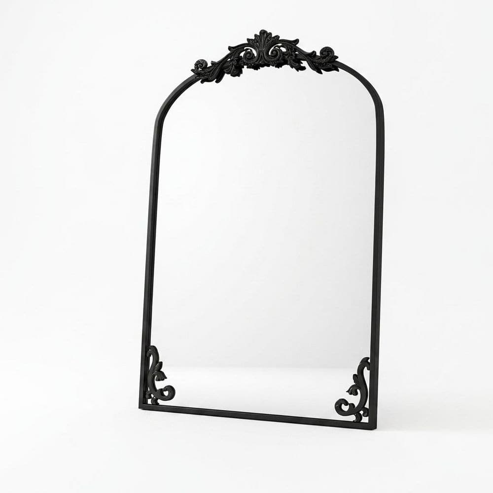26 in. W x 38 in. H Arched Black Vintage Baroque Decorative Wall Mirror Ornate Metal Frame Bathroom price history on PriceWatchPro