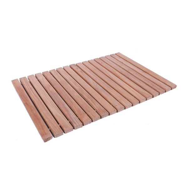 Nordic Style 23.62 in. x 15.75 in. Natural Beige Teak Wood Indoor and Outdoor String Shower/Bath Mat