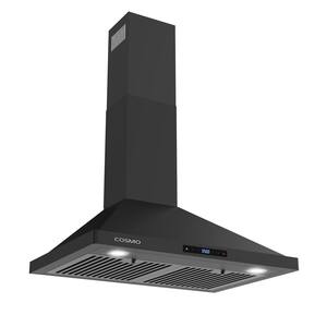 30 in. Ducted Wall Mount Range Hood in Painted Matte Black with Touch Controls, LED Lighting and Permanent Filters
