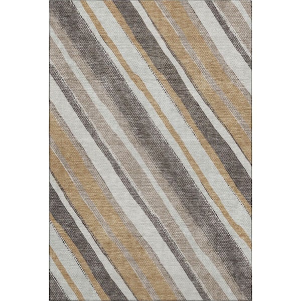 Mayfield Premium Machine Washable Abstract AMF2282 Gold 3 ft. x 5 ft. Area Rug