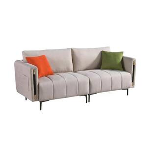 Modern 76 in. Beige Fabric 2-Seat Loveseat with 2 Side Pockets