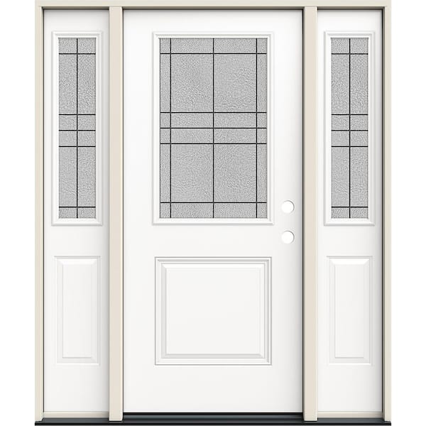 Jeld Wen 36 In X 80 In Left Hand Inswing 1 2 Lite Dilworth Decorative Glass Modern White Steel