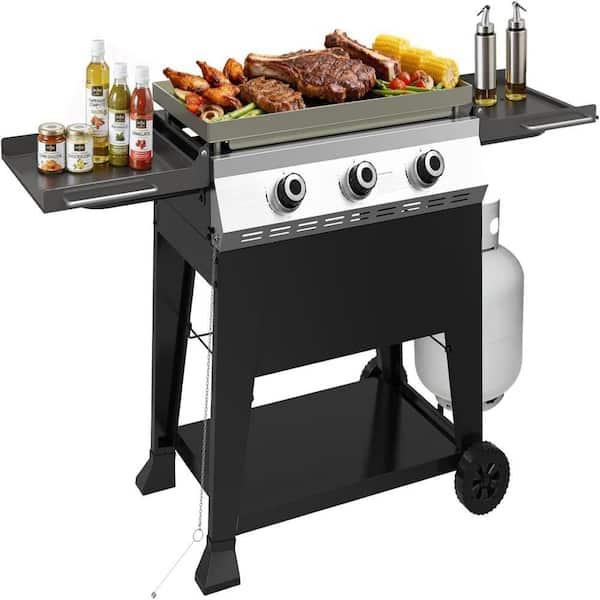 3-Burner Propane Gas Grill in Black with Cover