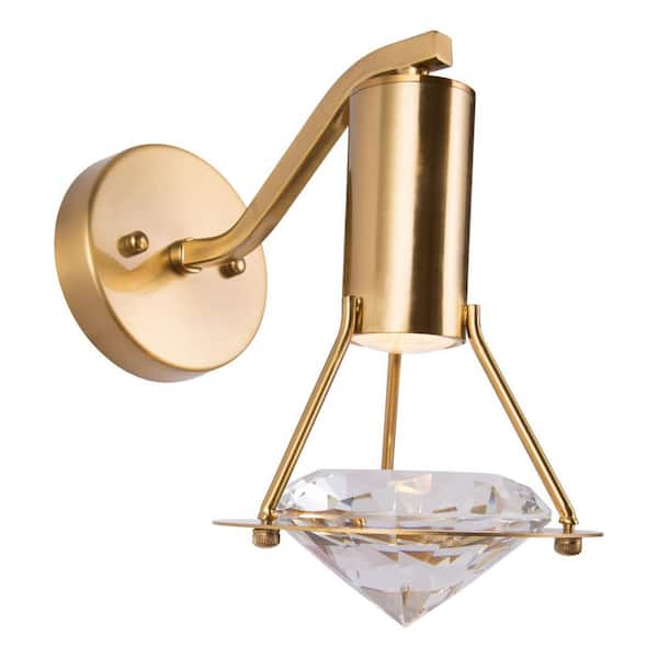 Maxax 1-Light Gold Metal Wall Sconces with Crystal 19170-1GD - The Home  Depot