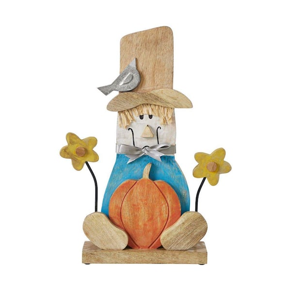 16.5 in. Scarecrow Whimsical Wooden Halloween Display