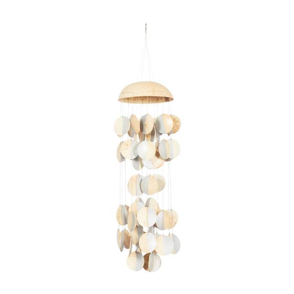 Litton Lane 17 in. Silver Wood Geometric Jellyfish Inspired Windchime