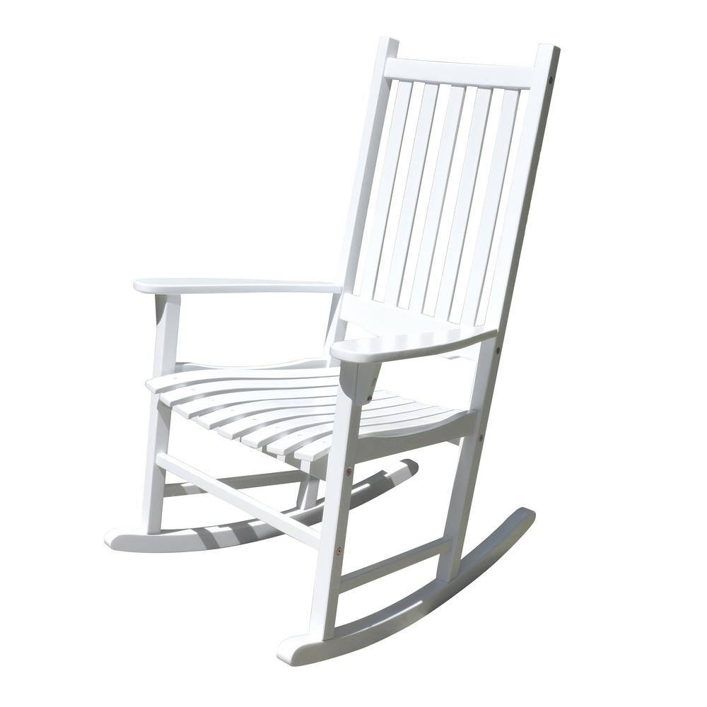 Northbeam White Acacia Wood Outdoor Rocking Chair Mpg Pt 41110wp The Home Depot