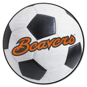 Oregon State Beavers White 2 ft. Round Soccer Ball Area Rug