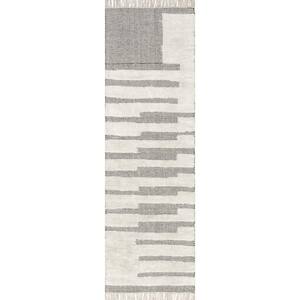 Emily Henderson Hyperion Tasseled Cotton and Wool Ivory 3 ft. x 8 ft. Runner Rug