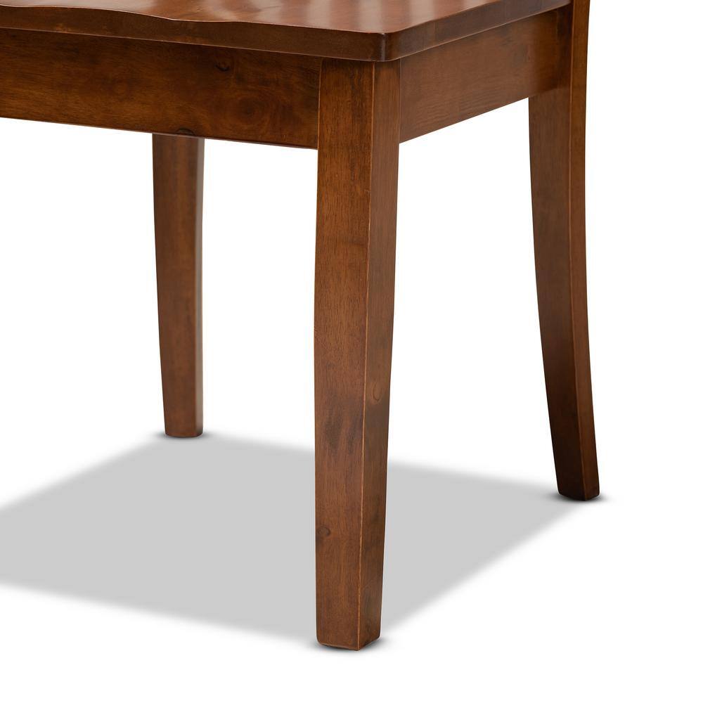 Erion Walnut Brown Wood 7-Piece Modern Dining Set with Cut-Out Chairs