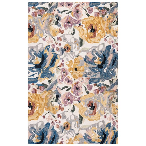 Jardin 8 ft. x 10 ft. Ivory/Pink Oversized Floral Area Rug