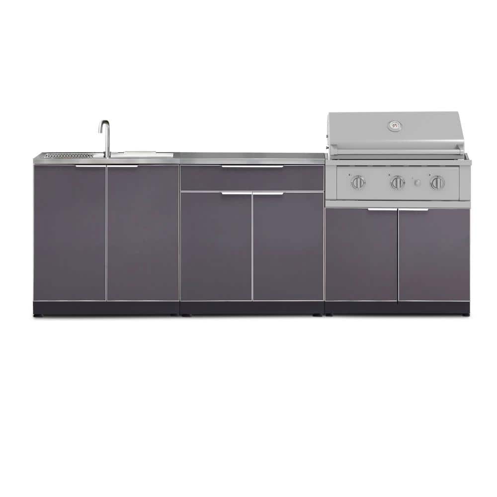 Outdoor Kitchen 97 in. W x 24 in. D x 48.5 in. H Aluminum 5-Piece Cabinet Set with 33 in. Performance Natural Gas Grill price history on PriceWatchPro