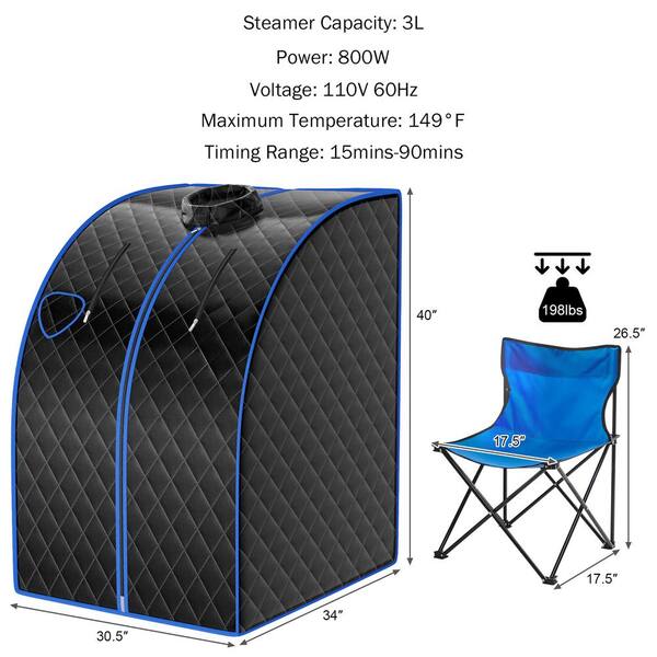Sauna Con Sedia Inclusa Per Relax COSTWAY Sauna A Vapore Portatile Con Telecomando, Cabina Sauna A Vapore Pieghevole Con Sedia E 9 Livelli Di Temperatura, Telaio In Metallo (Caffè Sauna Per Dimagrire - 14