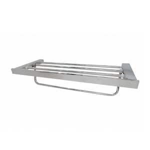 Sweden 23.5 in. W x 7 in. H x 9.5 in. D T304 Stainless Steel Rectangular Wall Mounted Towel Shelf in Chrome