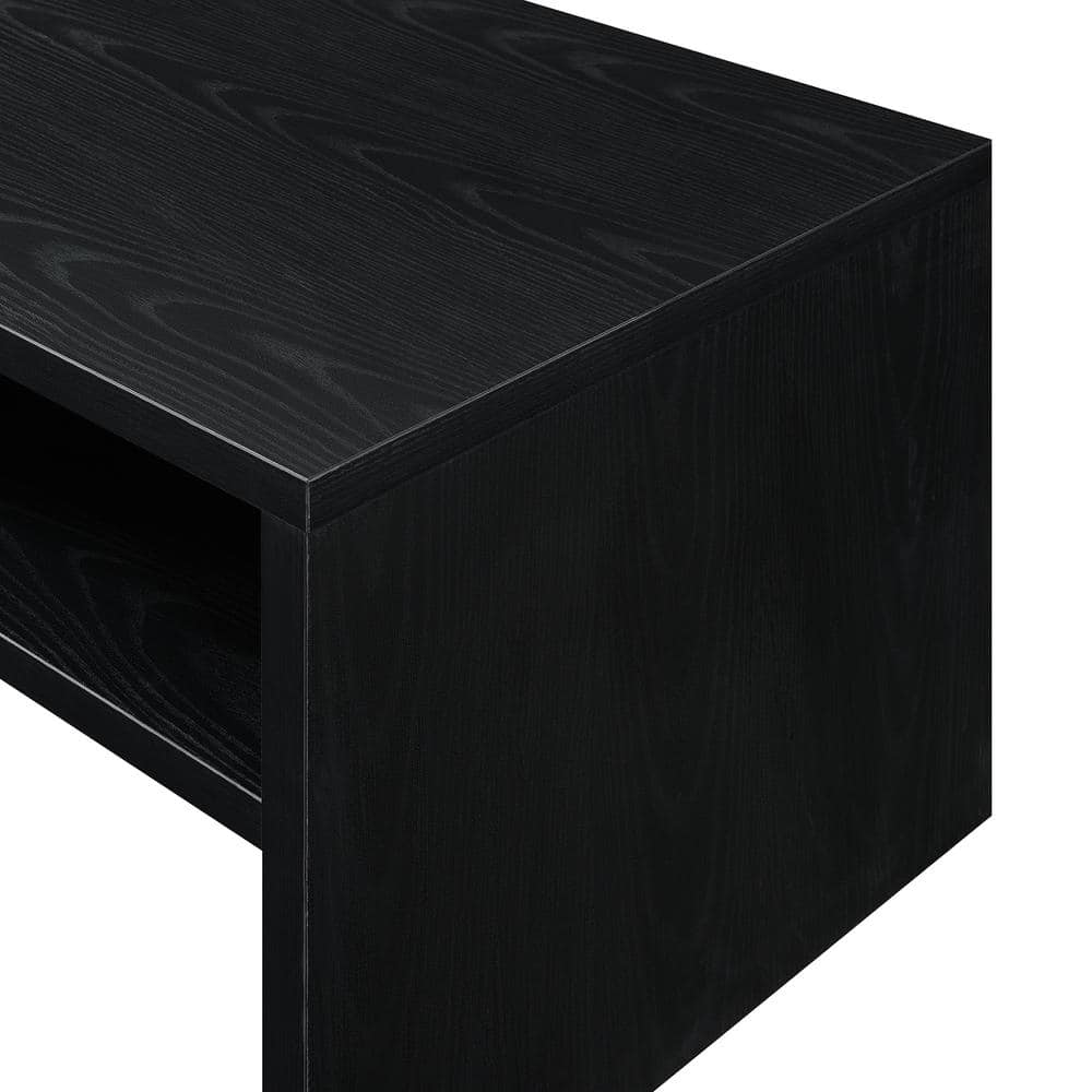 Modern Black Rectangular Coffee Table with Shelving, 40 in