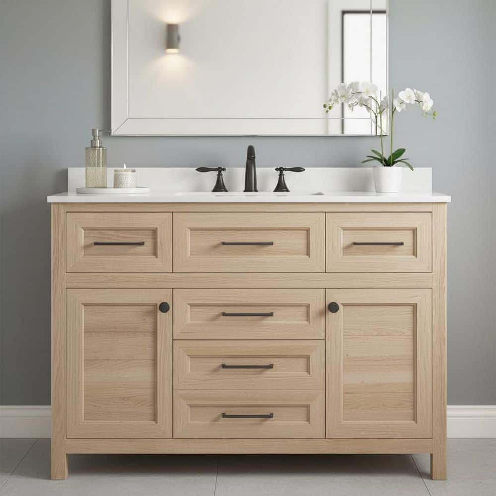 Hanna様 Home Decorators Collection Hanna 48 in. Single Sink Weathered Tan