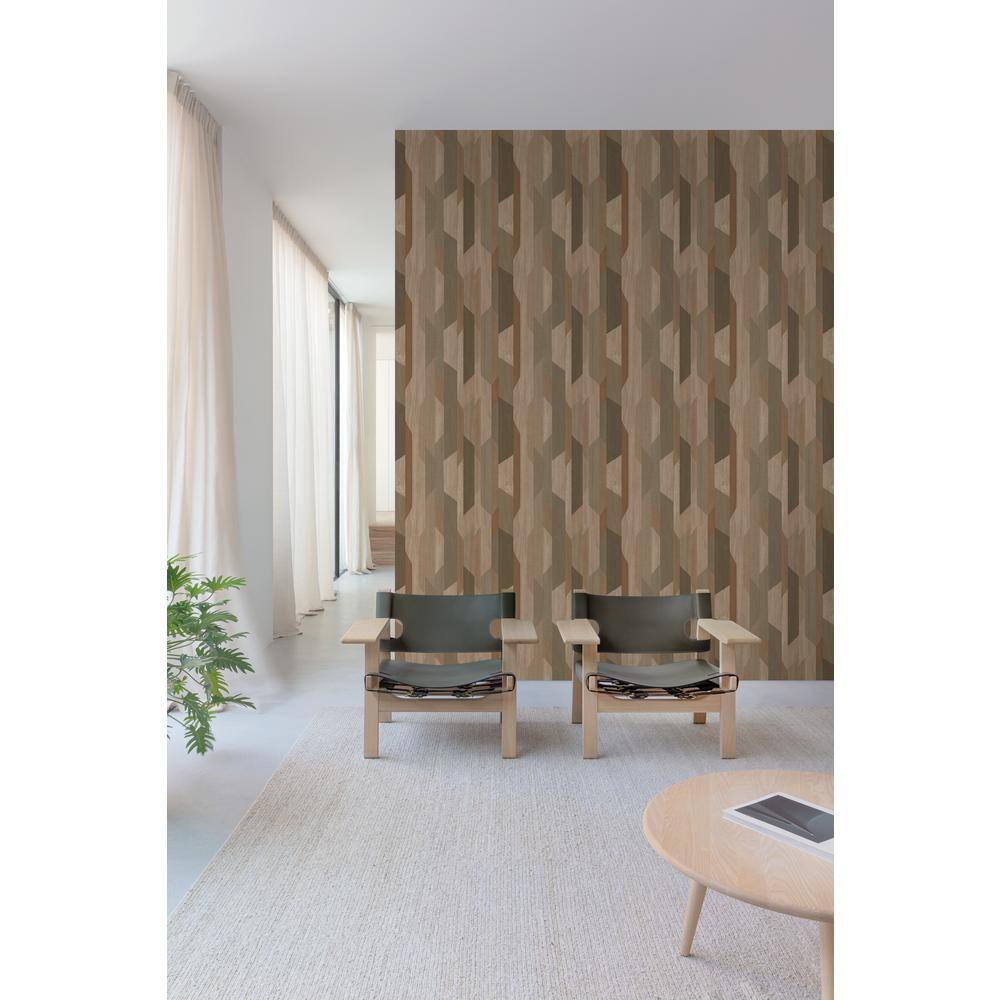 Brown Geometric Non-Pasted Textured Double Roll Wallpaper
