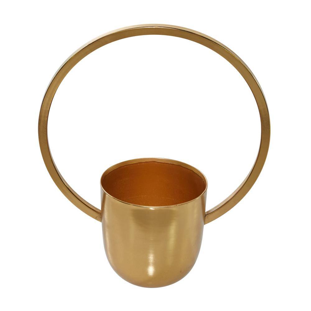 CosmoLiving Glam Gold Metal Geometric Wall Planters, Set of 2