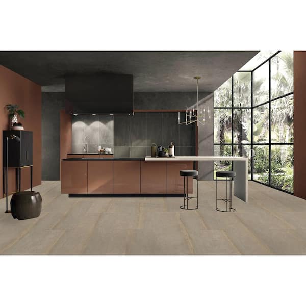 Copper Falls Concrete 22 MIL x 12 in. W x 24 in. L Waterproof Click Lock Luxury Vinyl Plank Flooring (20.02 sq.ft/case)
