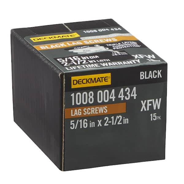 DECKMATE 5/16 in. x 2-1/2 in. Black Exterior Hex Head Lag Screw (15-Pack)
