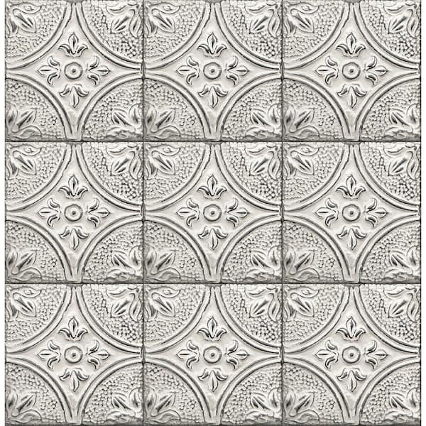Teamson Kids Cornelius White Tin Ceiling Tile Paper Strippable Roll (Covers 56.4 sq. ft.)