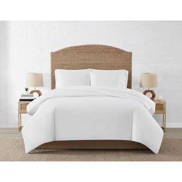 Coastal Living Cloud White 3-Piece Solid Polyester Microfiber Full/Queen Duvet Cover Set