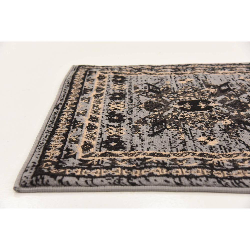 Modern Gray Synthetic Indoor Runner Rug 2' 2" x 8' 2"