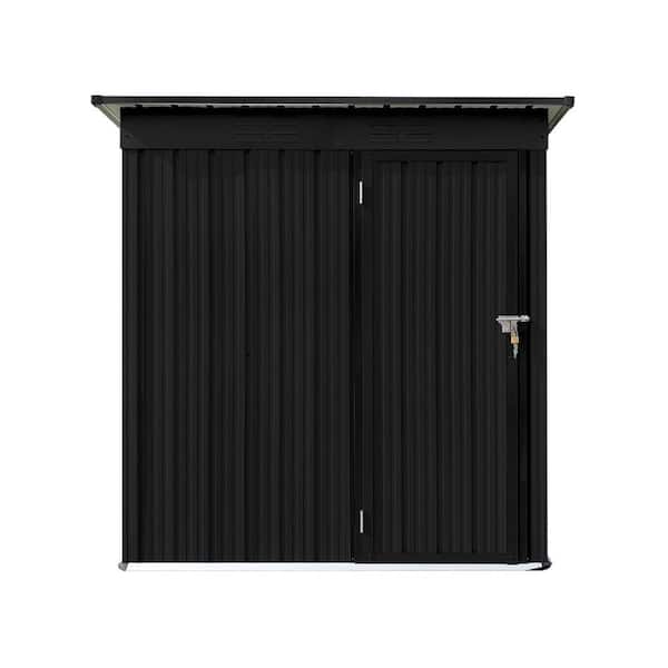 Huluwat Black 5 ft. W x 4 ft. D Metal Outdoor Storage Shed with 22 in. W x 66 in. H Single Door and Vents (20 sq. ft. )