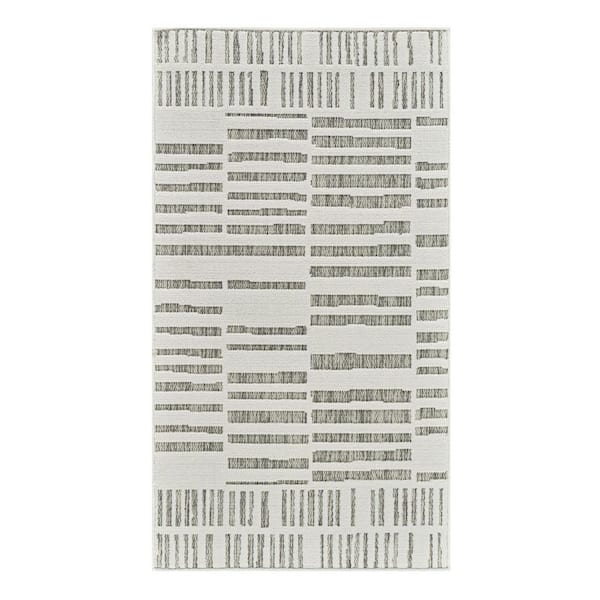 Cream, Beige 3 ft. x 5 ft. Woven Abstract Polypropylene Rectangle Indoor/Outdoor Area Rug
